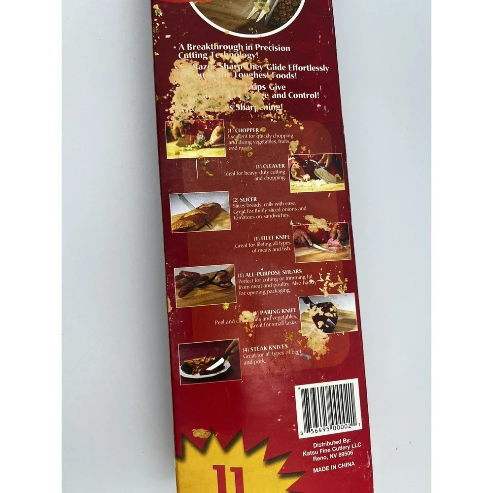Katsu Contour Pro 11 Piece Knife Set Chopper Cleaver Slicer Filet 4Steak Knives